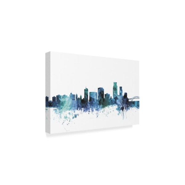 Michael Tompsett 'Corpus Christie Texas Blue Teal Skyline' Canvas Art,30x47